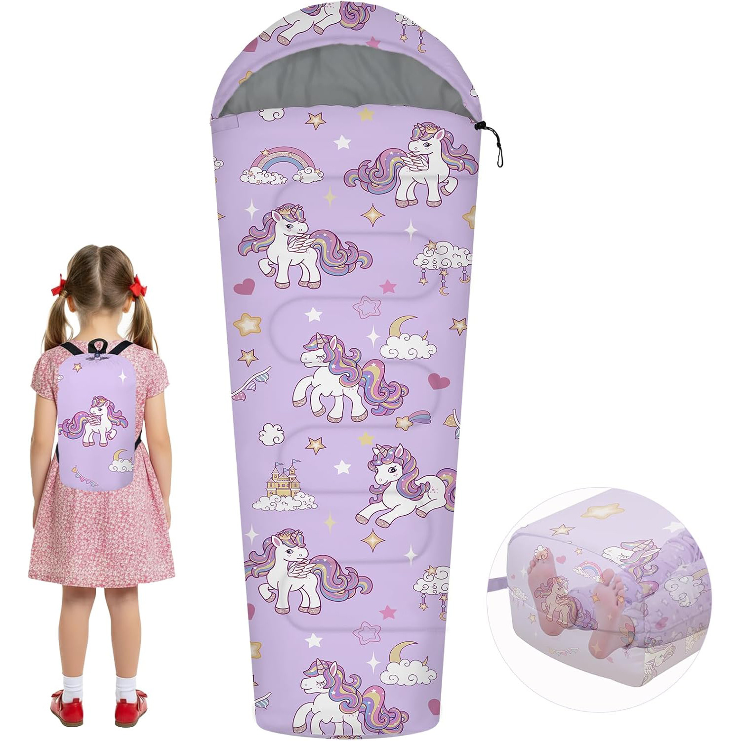 Kids Sleeping Bags with Backpacking Bags Warm and Cool Weather…