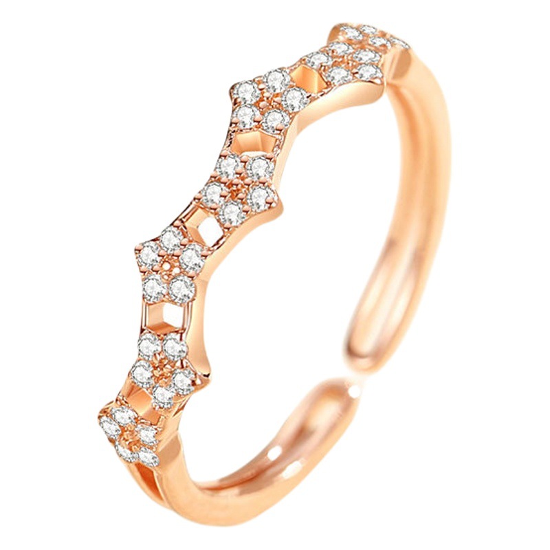 Tiktok popular plata esterlina S925 estrella anillo moda femenina luz estilo de lujo meteoro de alto grado sentido nicho diseño anillo