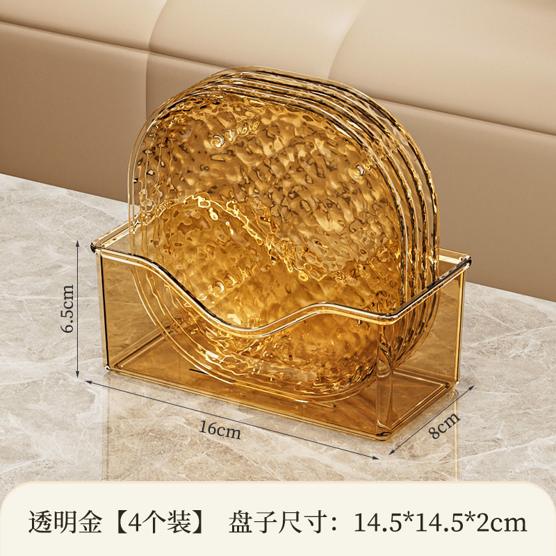 透明な正方形の氷河模様の浅い口の骨スプーンプレート、高級落下防止スナックフルーツプレート、家庭用軽量高級ダイニングテーブルスナックプレート|undefined
