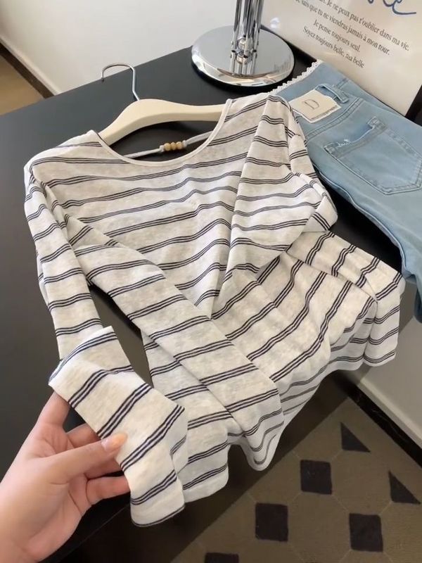 【厂家源头现货直发】慵懒风撞色条纹防晒罩衫女夏季宽松长袖上衣|undefined