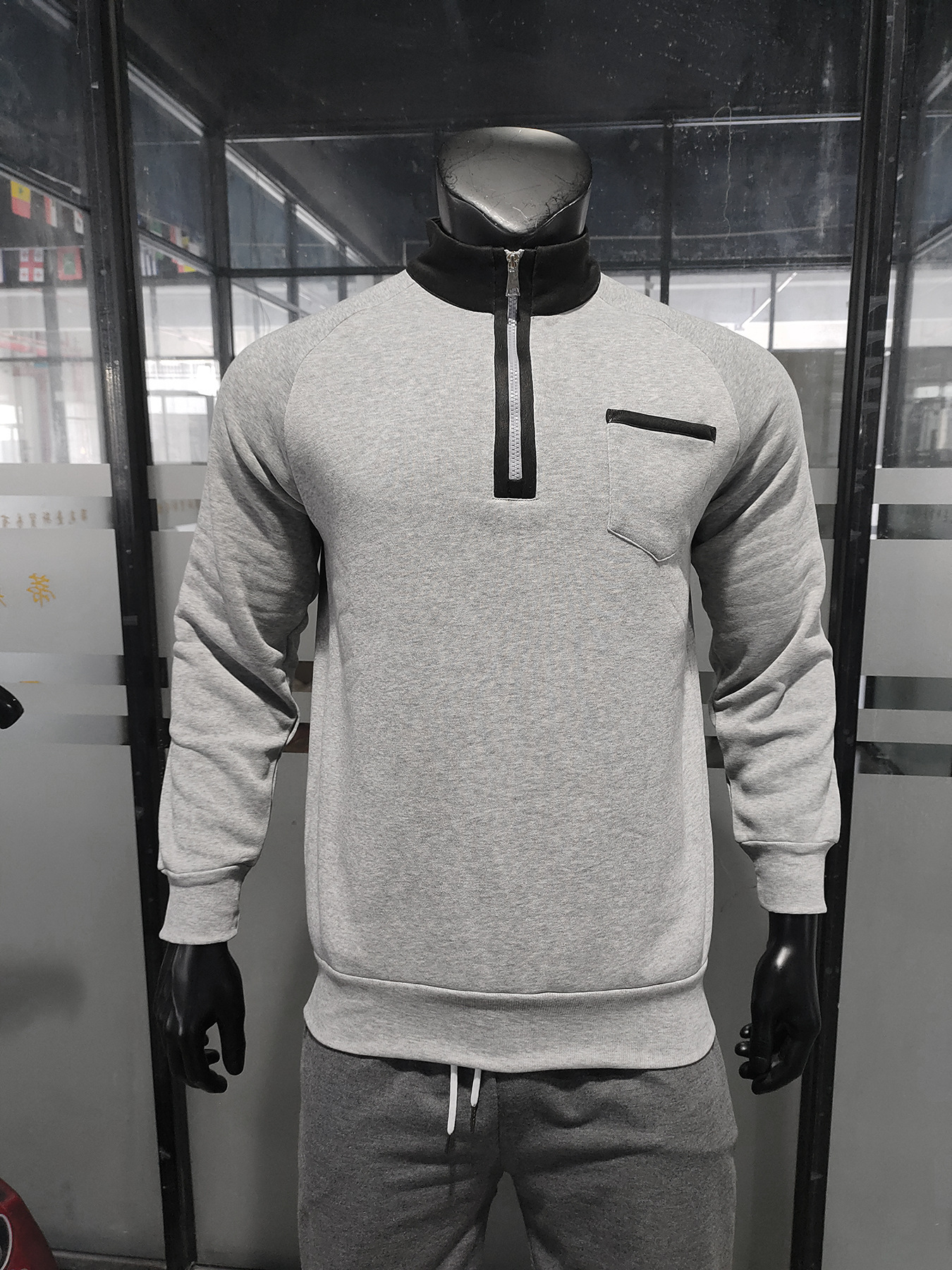 Men's Half Zip Sweatshirt With Stand Collar For Autumn And Winter_voghion.com