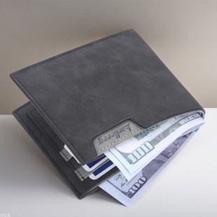 BAELLERRY New Men's Short Wallet Cross-border Multi-card Open Wallet Frosted Leather Youth Card Holder for Men