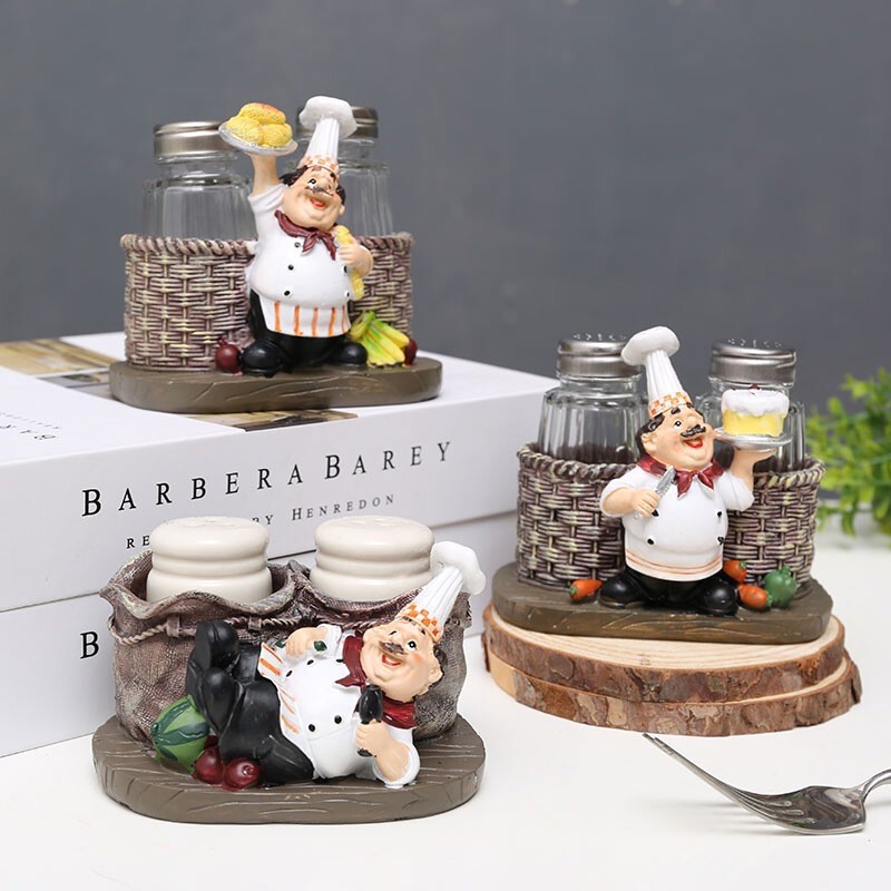 シンプルで現代的なクリエイティブ工芸品のプレゼント樹脂工芸品の置物がかわいいシェフの胡椒瓶|undefined