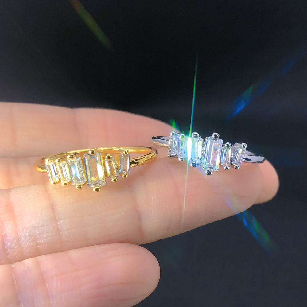 Fashion Geometric Copper Inlay Zircon Rings 1 Piece