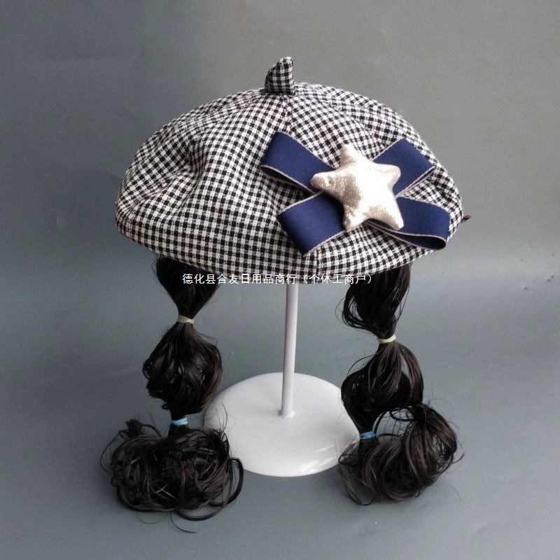 Детская шапка в корейском стиле на весну, осень и зиму, шапка для девочки, берет для художников, детская длинная шапка-парик.