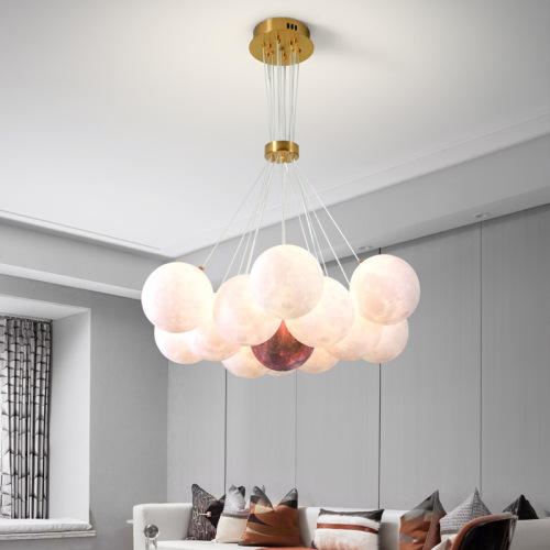 Bubble lamp living room chandelier Nordic simple modern restaurant designer creative moon lamp atmospheric planet chandelier