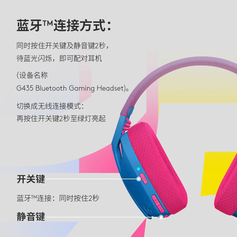 Логитек LogitechG435 беспроводная Bluetooth игровая гарнитура гарнитура компьютер микрофон гарнитура FPS ест курицу