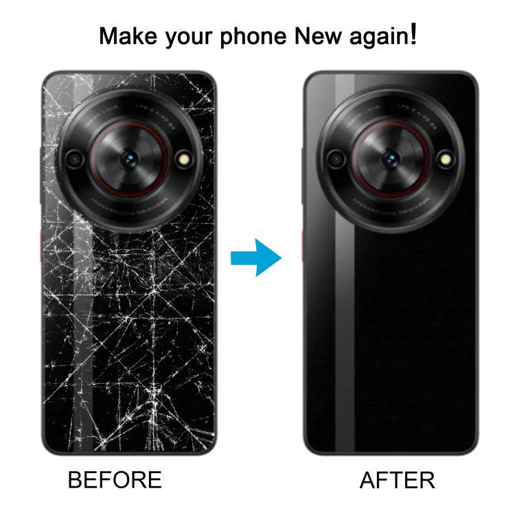 Para baterías de vidrio ZTE nubia Focus con cubierta posterior adhesiva / anillo de foto (color: negro)