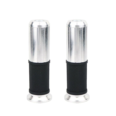 Motorcycle handlebar cover CNC aluminum alloy handlebar glue thick aluminum modified throttle handlebar glue accessories vertical stripes (Motorcycle Handle Cover) - a-pair-silver