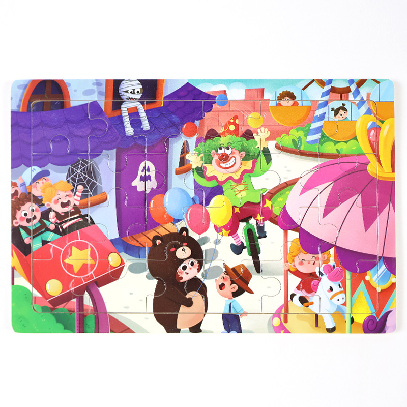 Madera 24 piezas de dibujos animados dinosaurios puzzle de madera plano juguetes de inteligencia infantil