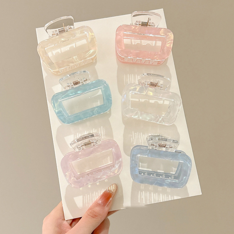 Clip de cabello cuadrado coreano nuevo clip de captura de color fantasía temperamento de tamaño medio clip de cabello de cola de caballo para mujeres agarrar un pequeño clip fresco