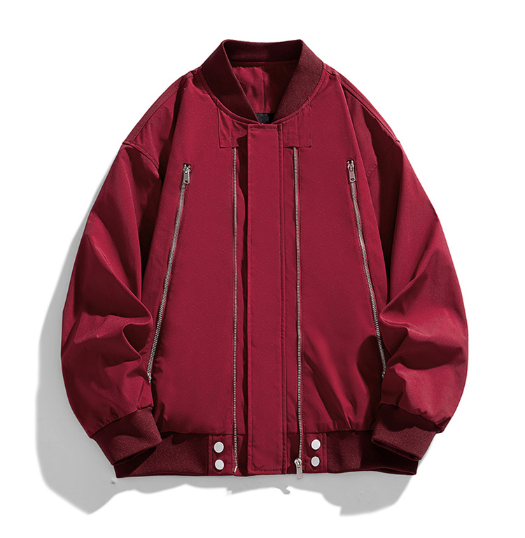American High Street Collar Red Jacket Hombres primavera-verano 2024 nuevo acelerar la tendencia Jacket de alta calidad