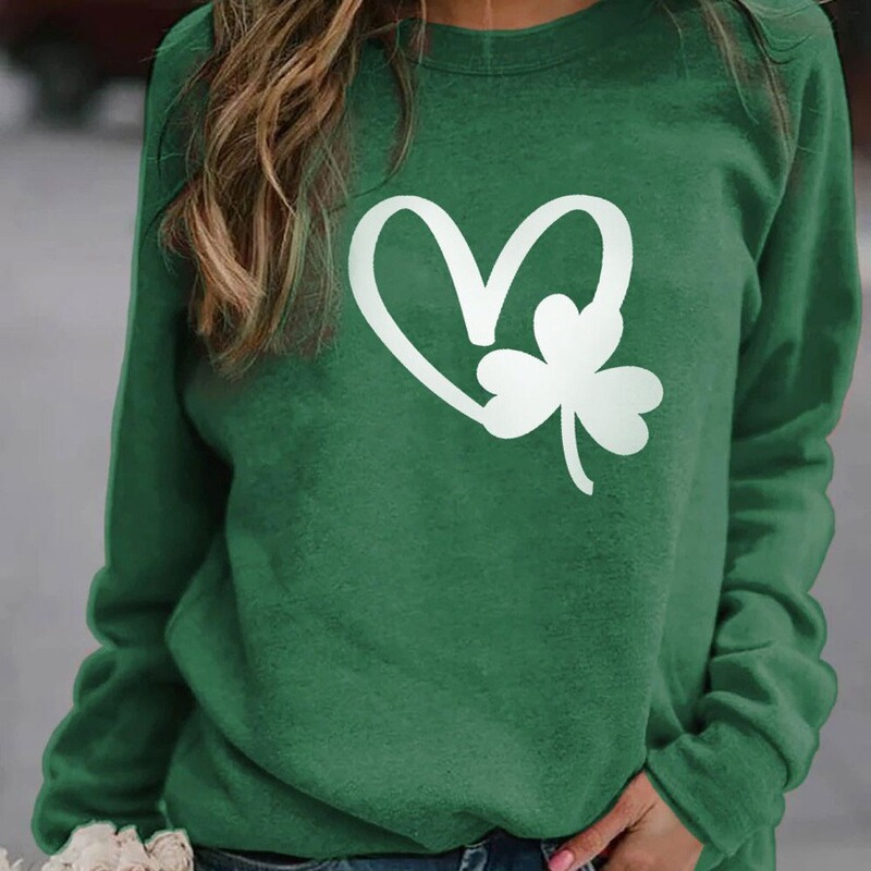 Cross-border e-commerce Amazon Independent Station San Pachlet Festival lucky Clover Printed Women's Sweater