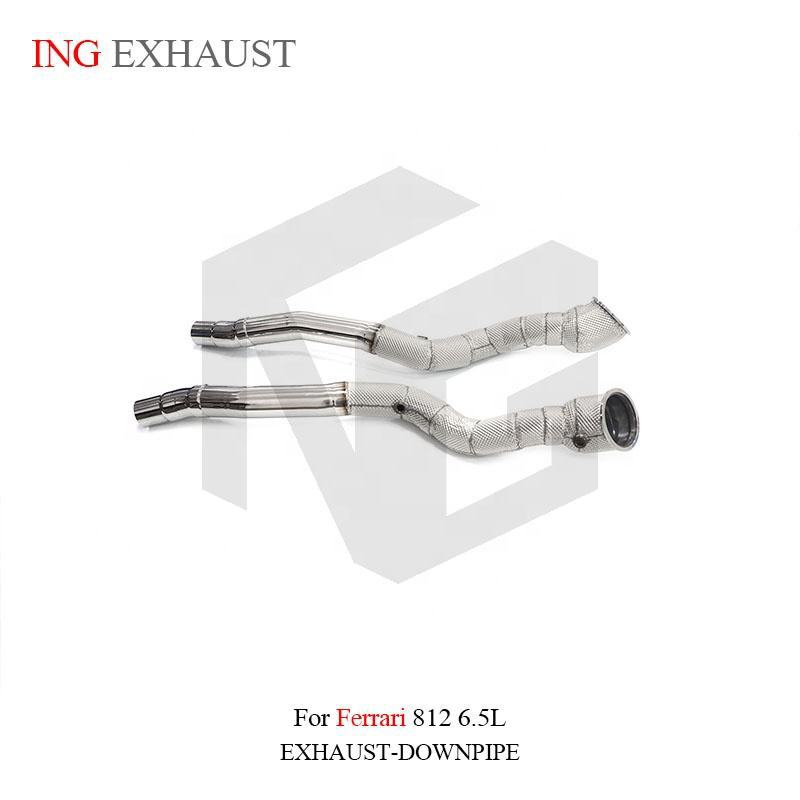 Suitable for Ferrari 812 6.5L, stainless steel exhaust system downpipe with hood