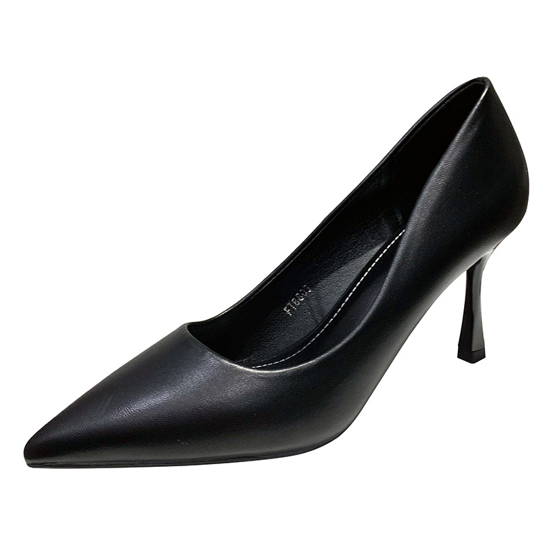 Eleganta svarta läderpumps med hög klack för damer_voghion.com
