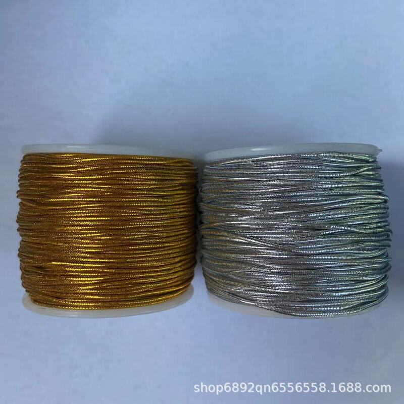 1mm Gold and Silver Thread Rolled Rubber Elastic Rope Bucket Elastic Rope Christmas Gift Tie Rope Tag Rope