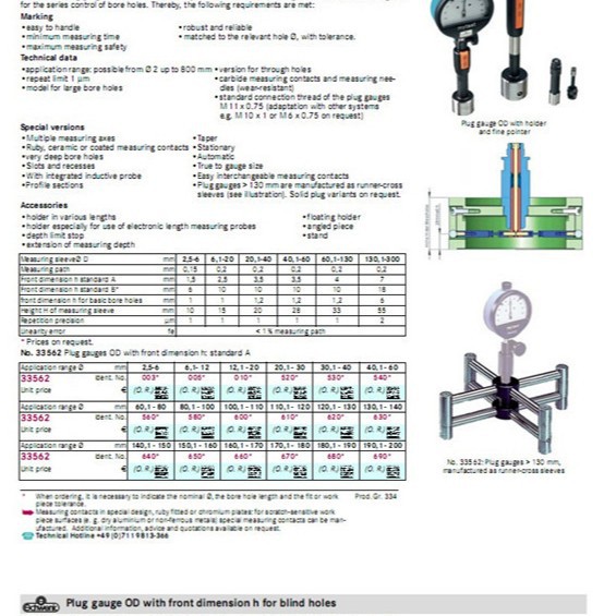 哈恩库博 测量柱塞OD型  附件 特殊内径测量仪