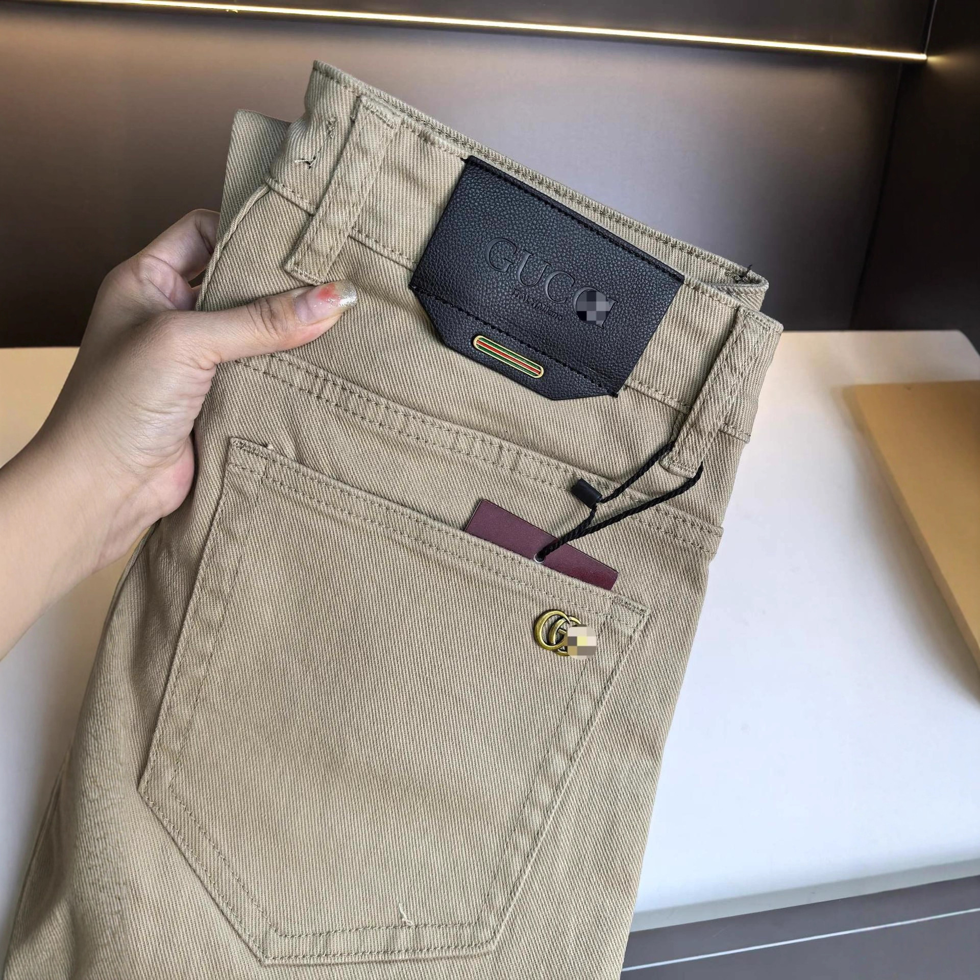 Casual Classy European Men's Jeans Spring and Summer Khaki Autumn and Winter Slim Stretch Washed Small Straight Men's Pants