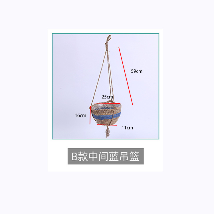 Cesta Colgante de Paja de Espadaña Natural Tejida a Mano para Plantas image 12