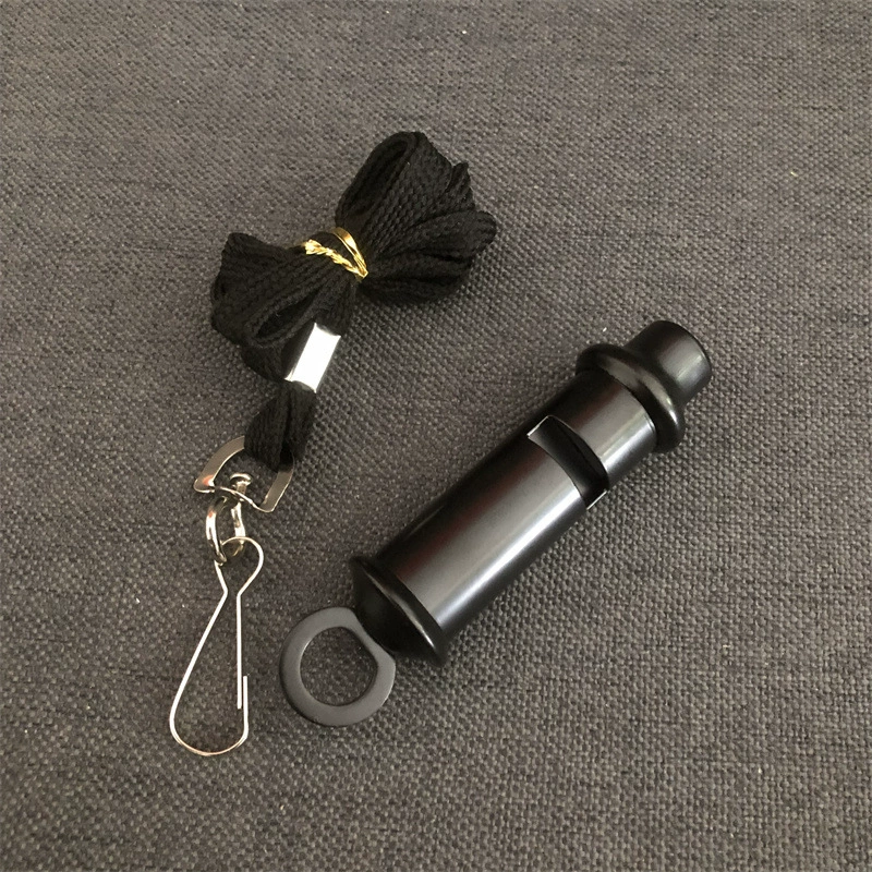 Металлический спасательный свисток для кемпинга на открытом воздухе, безъядерный свисток для тренера, черный свисток для выживания, сирена, свисток с жесткой ручкой, висит