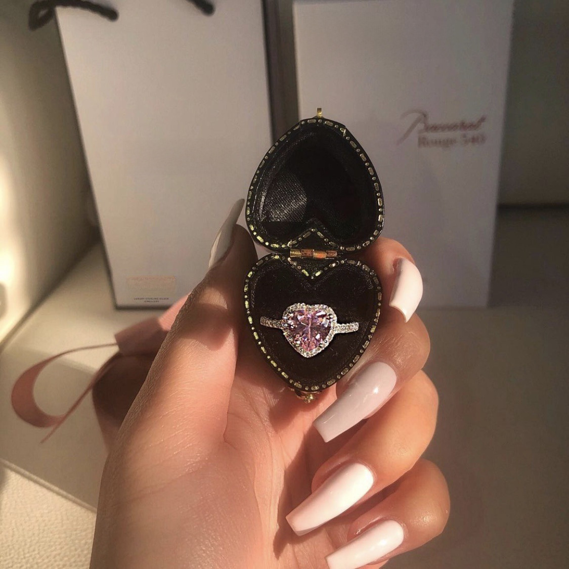 fuchsia platinum ring with zircon