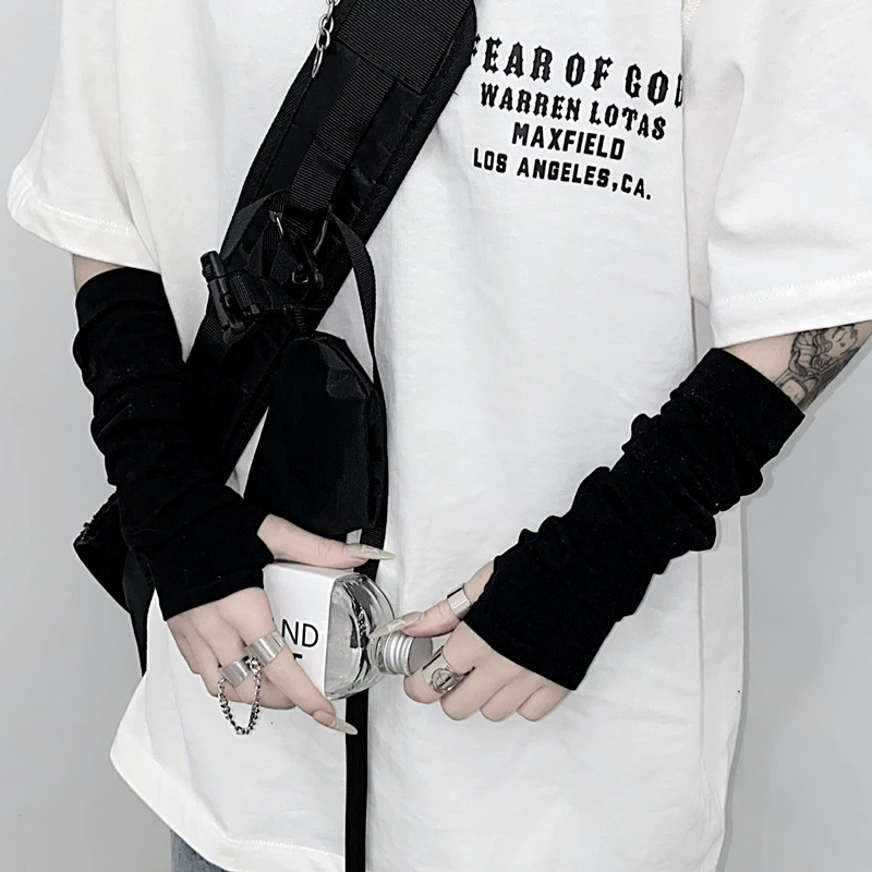 Темный стиль, ретро, ​​сексуальные, с половиной рукавов, летние, черно-белые, солнцезащитные рукава, ледяные шелковые рукава, перчатки для мужчин и женщин, тренд