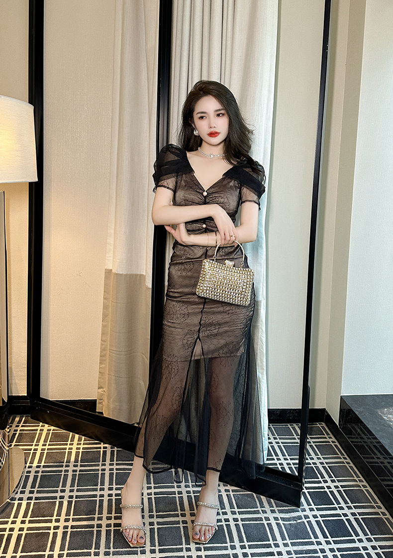 B7325 1280K VÁY ĐẦM LIỀN THÂN NỮ CHOTDNG DÁNG ÔM BODY GỢI CẢM SEXY LƯỚI MỎNG MÙA HÈ KIỂU ĐUÔI CÁ THỜI TRANG NỮ G04 SẢN PHẨM MỚI