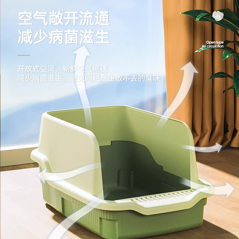 La caja de arena para gatos es de gran tamaño más alta, completamente cerrada y semi-cerrada, inodoro abierto, lavabo de arena para gatos extra grande, lavabo para heces