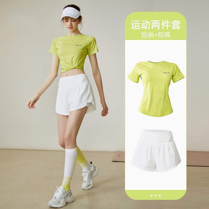Summer Sports Yoga Set for Women, Running, Outdoor Tennis, Badminton Training, Fitness Clothing, Shorts, Short-Sleeved Two-Piece Set Summer Sports Yoga Set for Women, Running, Outdoor Tennis, Badminton Training, Fitness Clothing, Shorts, Short-Sleeved Two-Piece Set