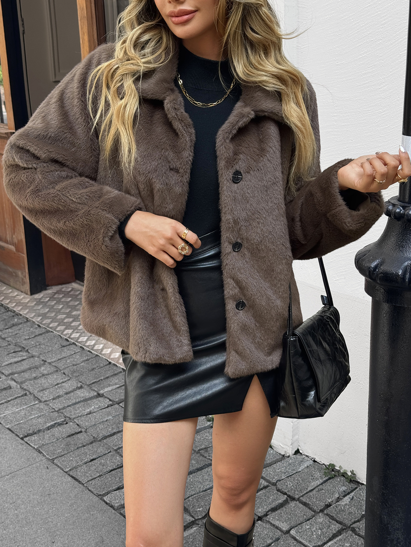 Women's Clothing Elegant Sophisticated Fur Sweater Long Sleeved Coat Overcoat European American Style Autumn Winter_ecoleips.com