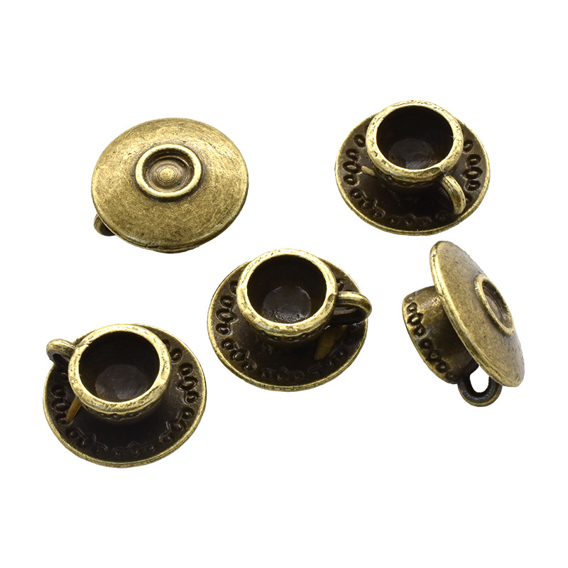 DIY accesorios de la joyería aleación vendimia hervidor taza café colgante Amazon Venta caliente