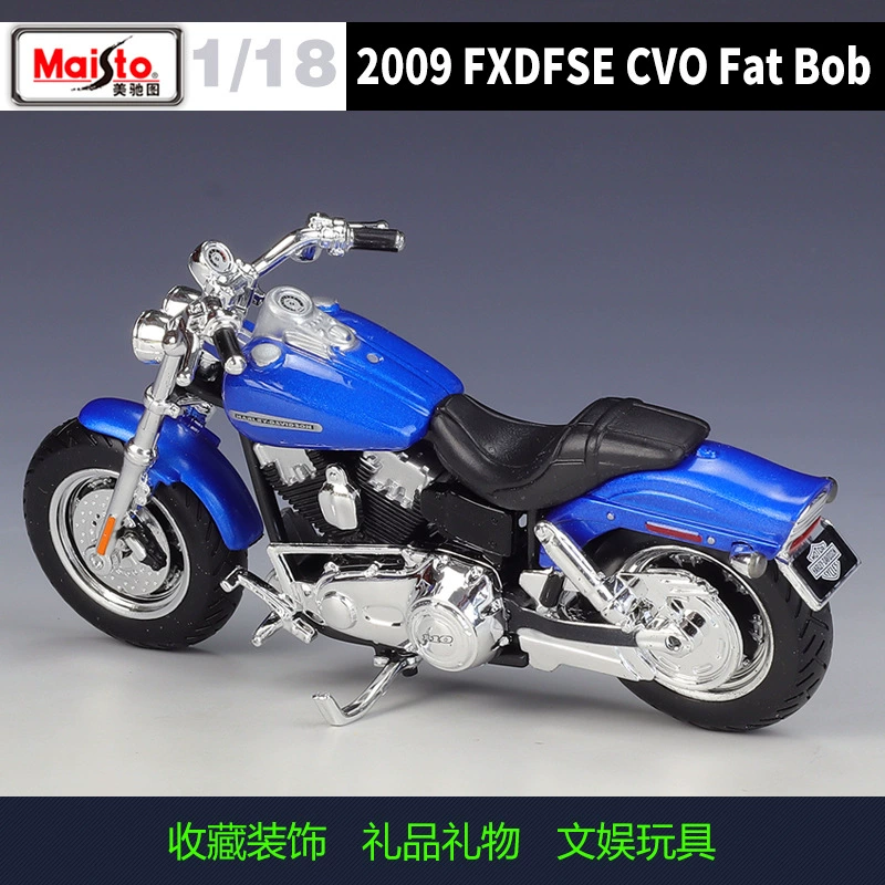 Michi Tu масштаб 1:18 Harley 2009 FXDFSE CVO FAT BOB, имитационная сплавная модель мотоцикла с подставкой
