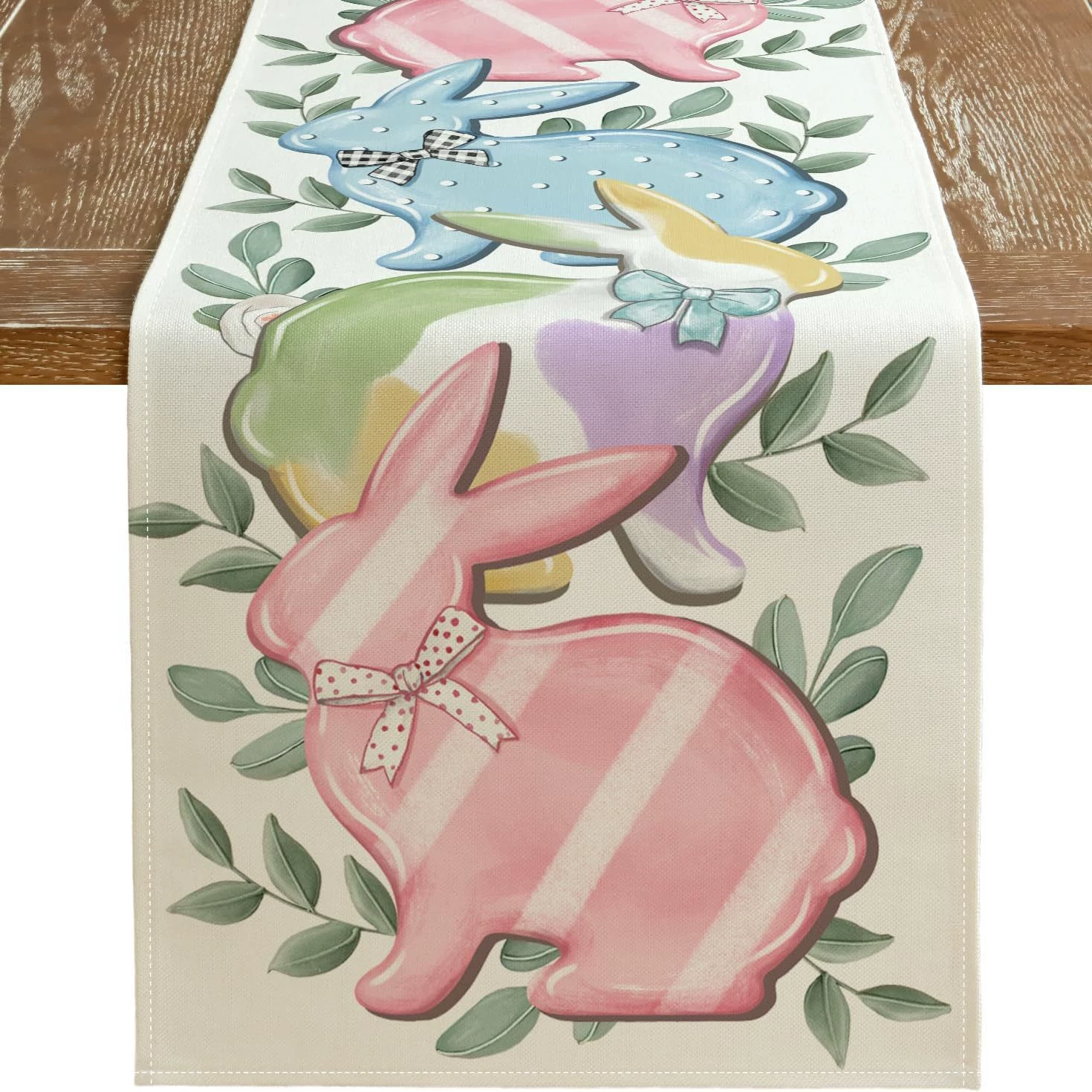 Amazon Best Selling Easter Bunny Egg Table Runner Restaurant Tabletop Holiday Party Home Decoration Table Runner