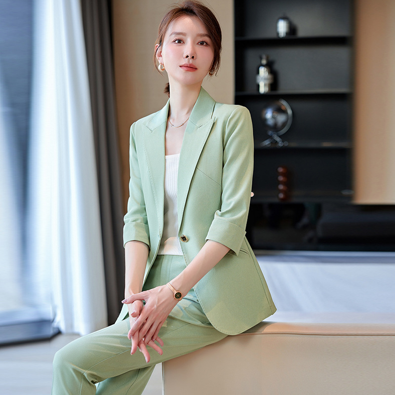 Green spring summer elegant classic suit jacket