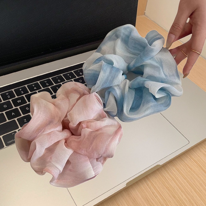 Satin tie-dye scrunchie för dam hårband för hästsvans_voghion.com