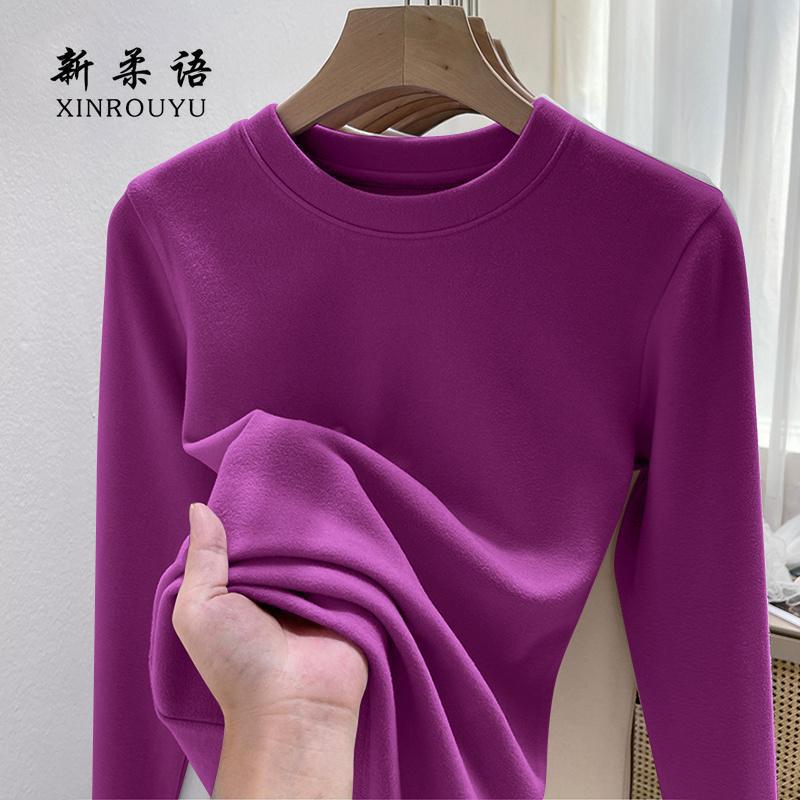 秋の新型の婦人服の徳絨糸の保温の長袖のtシャツの韓国版は身を修めてやせています。|undefined