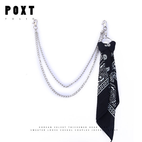 European and American Rock Circle Round Bead Chain Square Scarf Hip Hop Punk Metal Ring Trouser Chain Belt Waist Chain Trendy Men's Denim