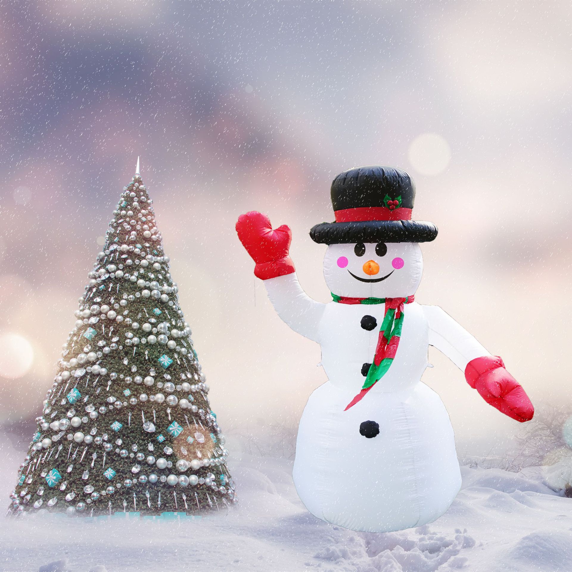 Muñeco de nieve dibujos animados inflables modelo de aire inflables accesorios de decoración de la plaza del centro comercial