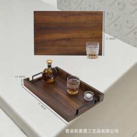 相思木托盘带把手家用酒店威士忌酒具收纳盘创意木质餐盘木制托盘