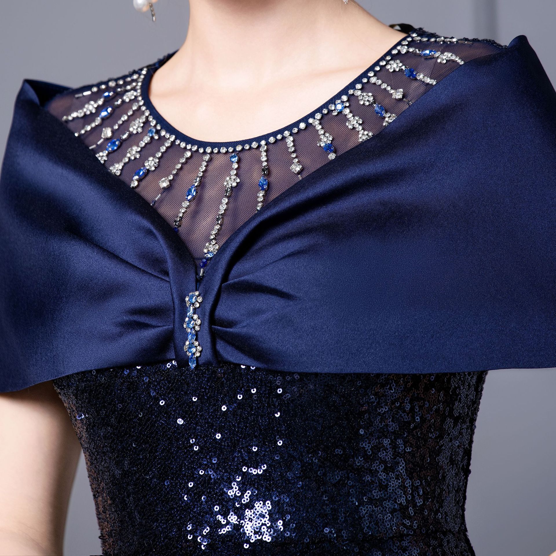 GraceChic Zhili Plus Size Festliches Sommerkleid für Damen 2025 – Neues, schweres, perlenbesetztes, langes, leichtes Abendkleid mit Strasssteinen_voghion.com