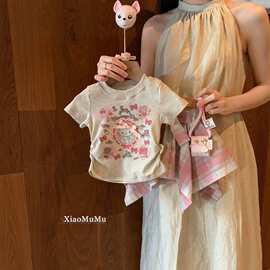 女宝宝夏季印花可爱上衣彩色甜美裙子2026新款女童时髦两件套潮