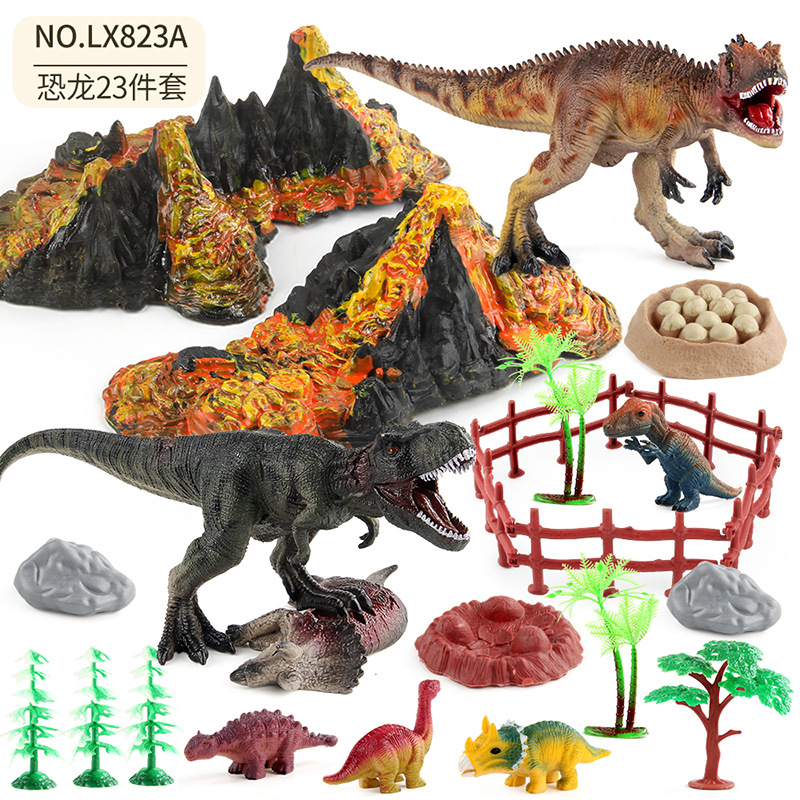 Simulación transfronteriza Jurásico dinosaurio volcán erupción 25 traje escritorio modelo estático decoración juguete Amazon