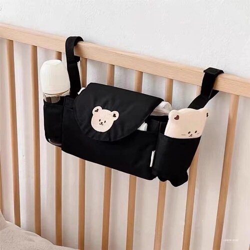 Korean ins baby stroller hanging bag cartoon bear storage bag children's car storage basket hanging bag baby walking artifact