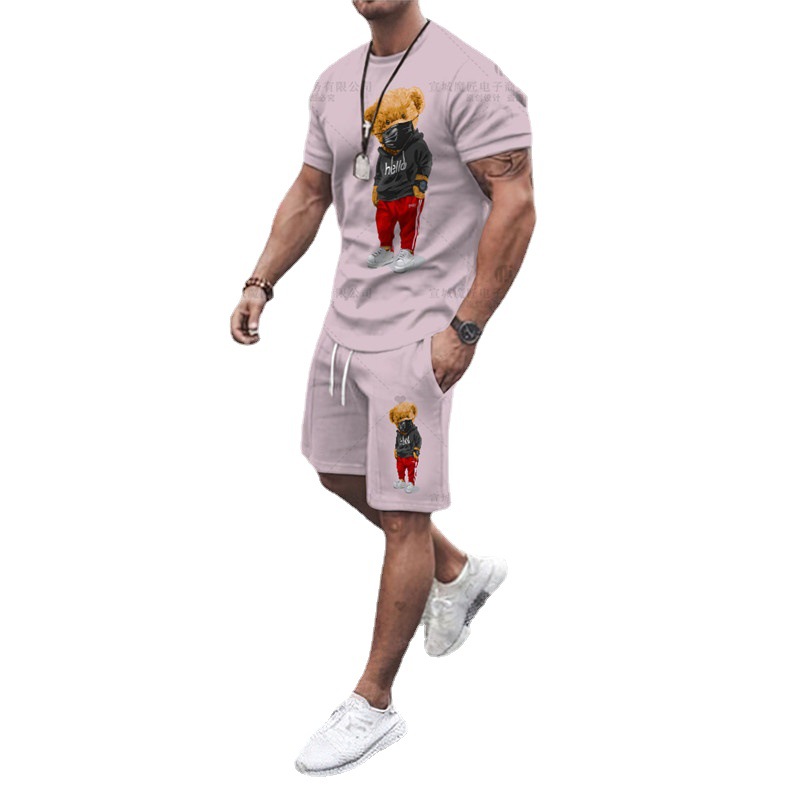 2023 nuevos deportes casuales camiseta de los hombres de verano de fitness shorts camiseta traje de running traje de manga corta de los hombres de comercio exterior