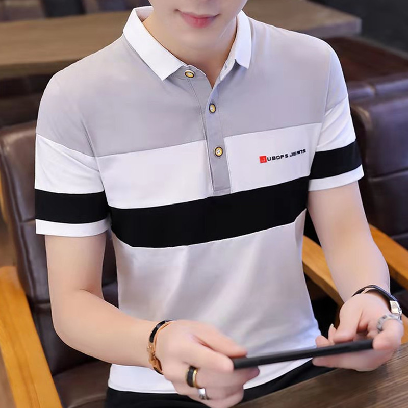Verano nuevos hombres de manga corta Camiseta estilo coreano SLIM-Fit solapa Polo camisa de media manga de moda juvenil ropa superior de los hombres