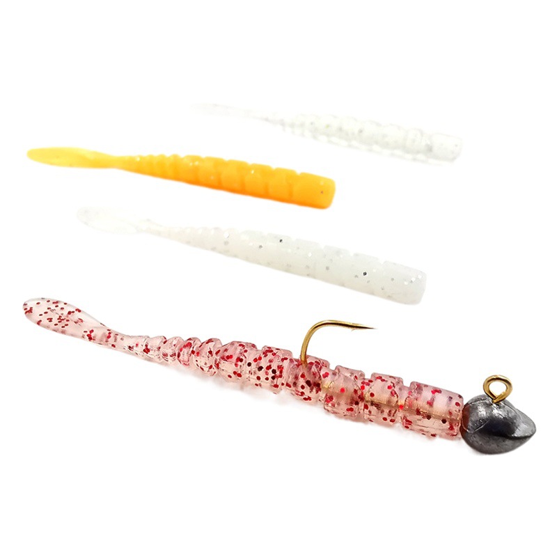 Mousda de tres niveles cabeza plomo gancho micro raíz pesca fina gancho tira suave cebo fino pesca bajo negro pargo wacky