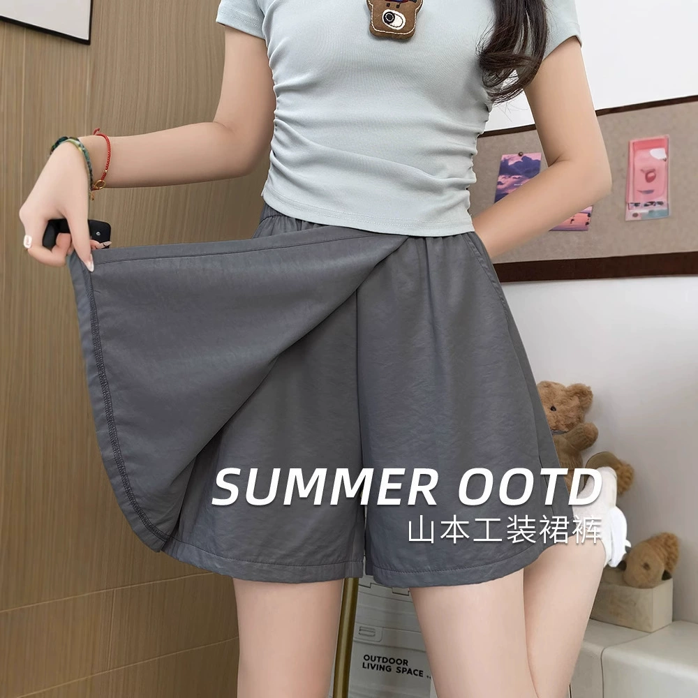 Рабочая одежда Yamamoto, женские летние тонкие брюки-кюлоты, новинка 2025 года, свободные широкие брюки с пятью точками, повседневные спортивные шорты из ледяного шелка