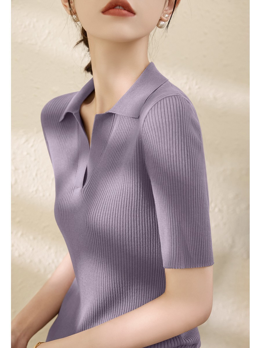 丁香紫~双曲升级面料抗起球 短袖