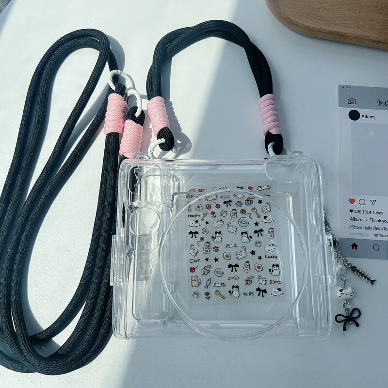 Instax Sq40 Transparent Shell Fuji Instant Camera Lanyard Camera Protective Case Shoulder Strap Crystal Protective Case