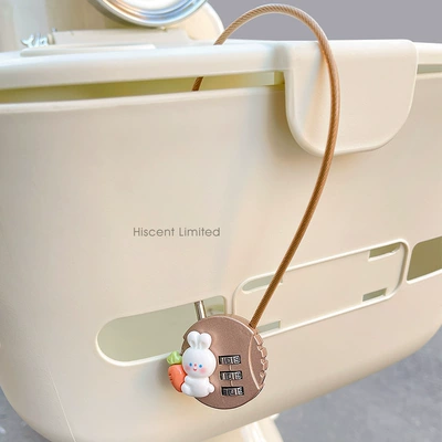 Suitable for Aima Yadi Electric Vehicle Basket Lock Anti-Theft Password Lock Anti-Theft Cute Battery Vehicle Bicycle Basket Lock (Helmet lock) - carrot-rabbit-combination-lock-brown